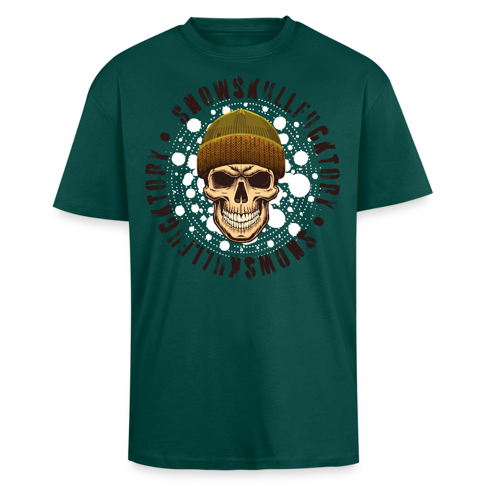 Heavy Oversize T-Shirt mit SNOWSKULL braun PRINT - hunter Green