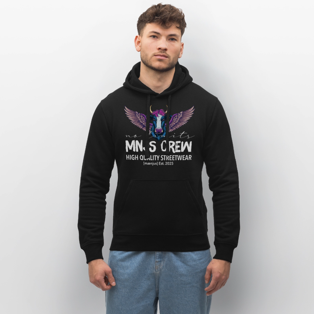 Unisex Bio-Hoodie mit MNJS CREW no limits PRINT - Schwarz