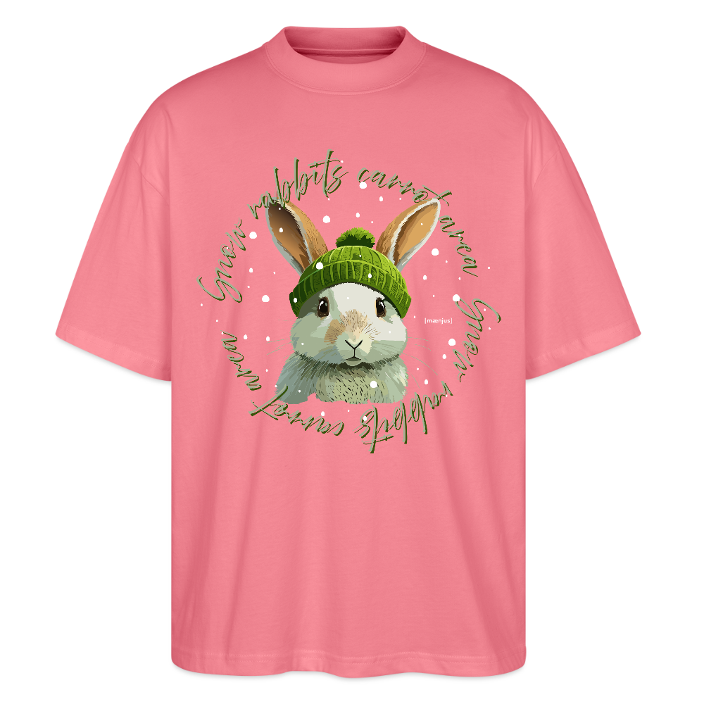 Oversized Unisex Bio T-Shirt mit SNOW RABBITS CARROT AREA PRINT - Pink