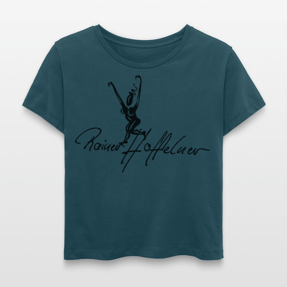 Frauen T-Shirt mit TUSCHEWEIBCHEN PRINT - Dunkles Petrol