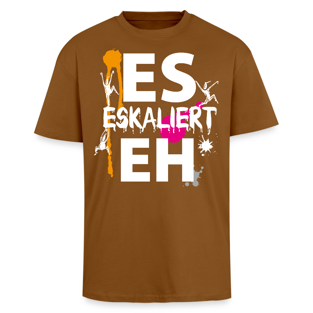 Heavy Oversize T-Shirt mit ES ESKALIERT EH PRINT - Toffee