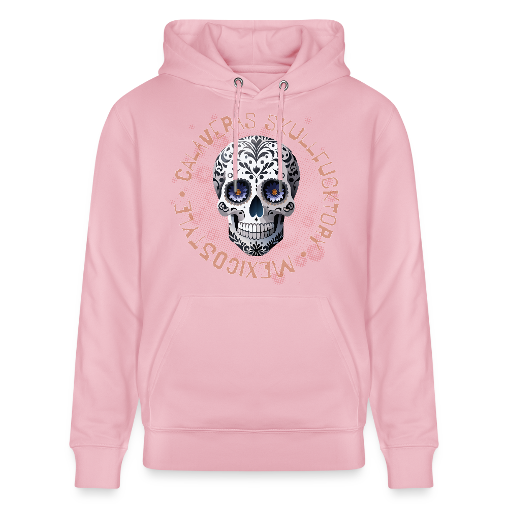 Unisex Hoodie mit CALAVERAS SKULL PRINT Vorderseite - Hellrosa