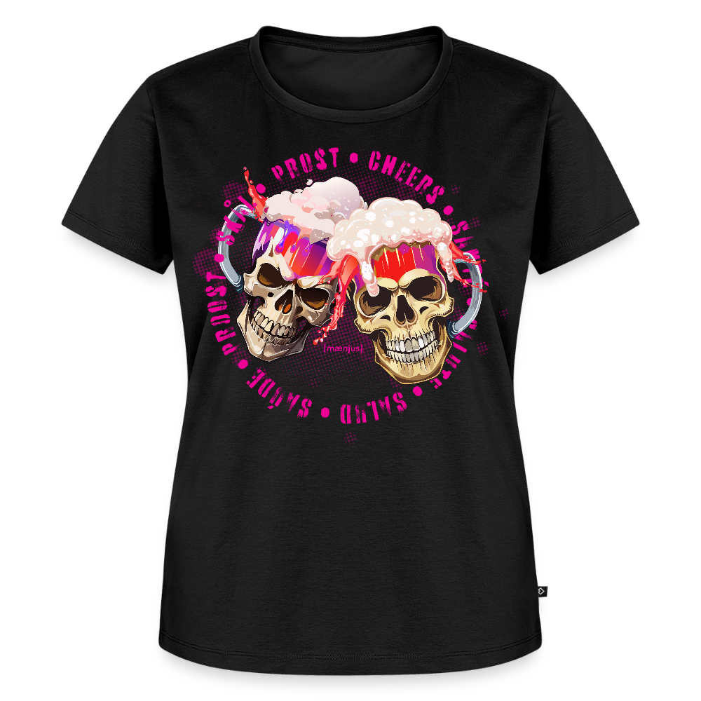 Frauen Premium T-Shirt mit OKTOBERFEST SKULL GIRL PRINT - Schwarz
