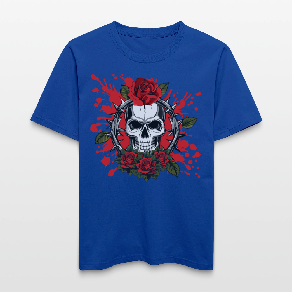 Relaxed Fit Unisex Bio-T-Shirt mit  ROSEN SKULL PRINT Vorderseite - Dunkelblau