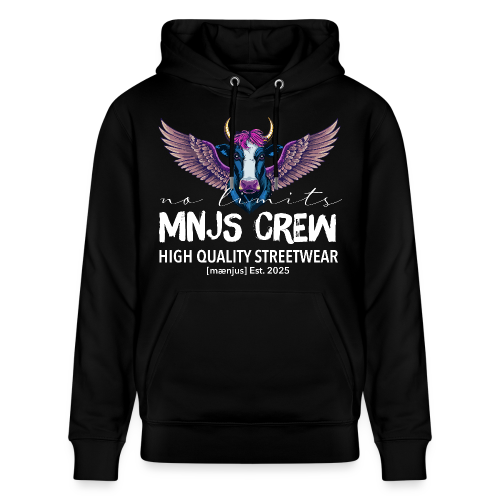 Unisex Bio-Hoodie mit MNJS CREW no limits PRINT - Schwarz