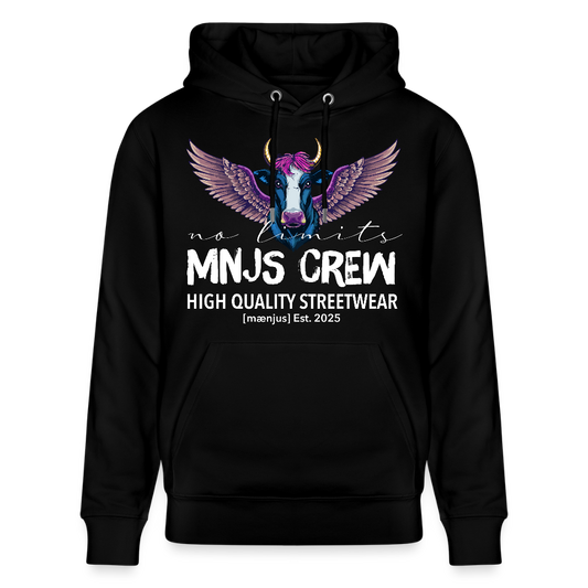 Unisex Bio-Hoodie mit MNJS CREW no limits PRINT - Schwarz