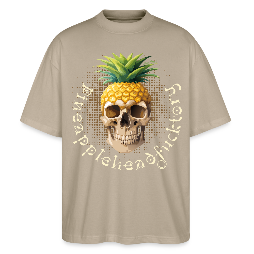 Oversized Unisex T-Shirt mit PINEAPPLE SKULL PRINT - Steingrau