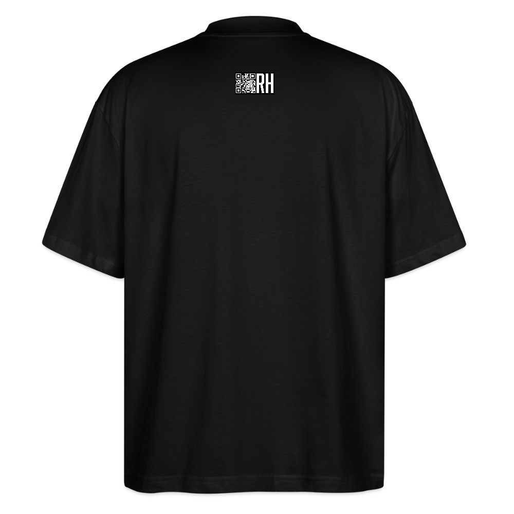 Oversized Unisex Bio T-Shirt mit MAENJUS NETWORK FASHION PRINT - Schwarz