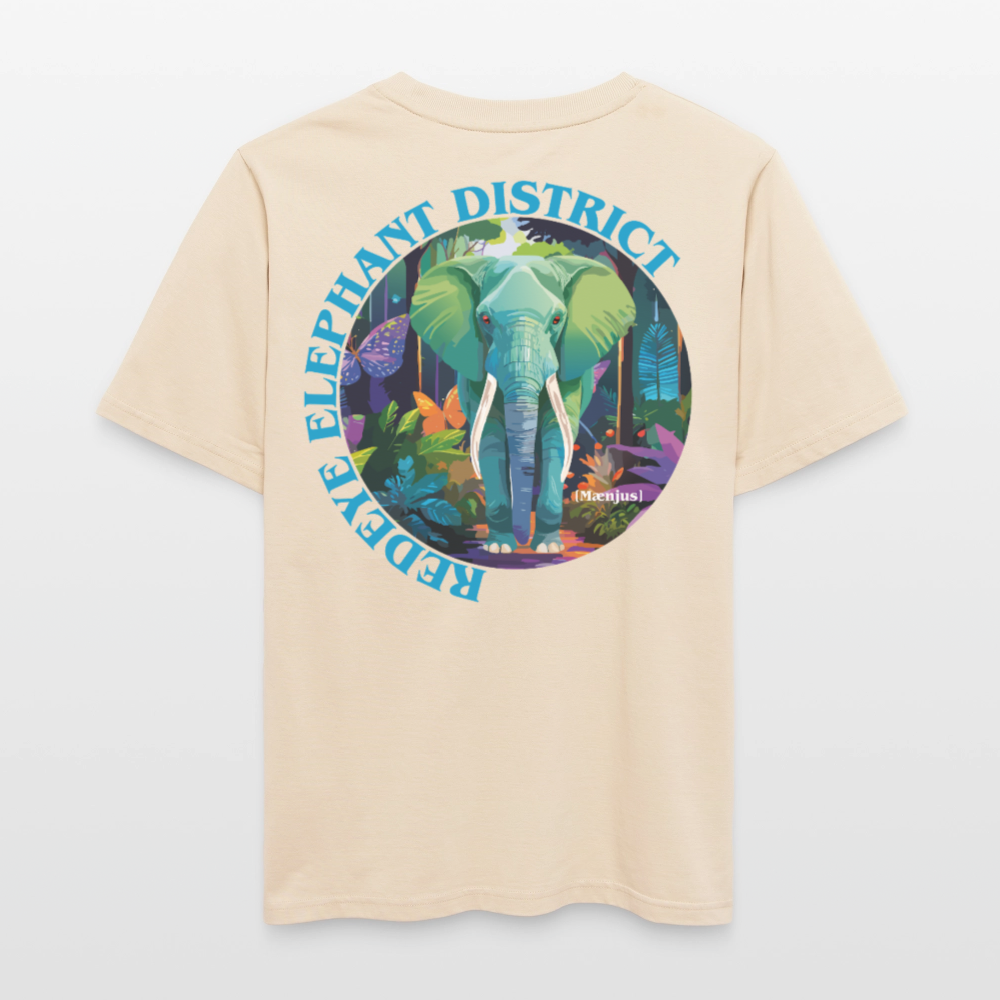 Relaxed Fit Unisex Bio-T-Shirt mit REDEYE ELEPHANT DISTRICT PRINT Vorder- und Rückseite - Weißgrau