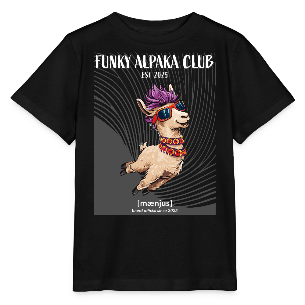 MNJS KIDS Bio T-Shirt mit FUNKY ALPAKA CLUB PRINT - Schwarz