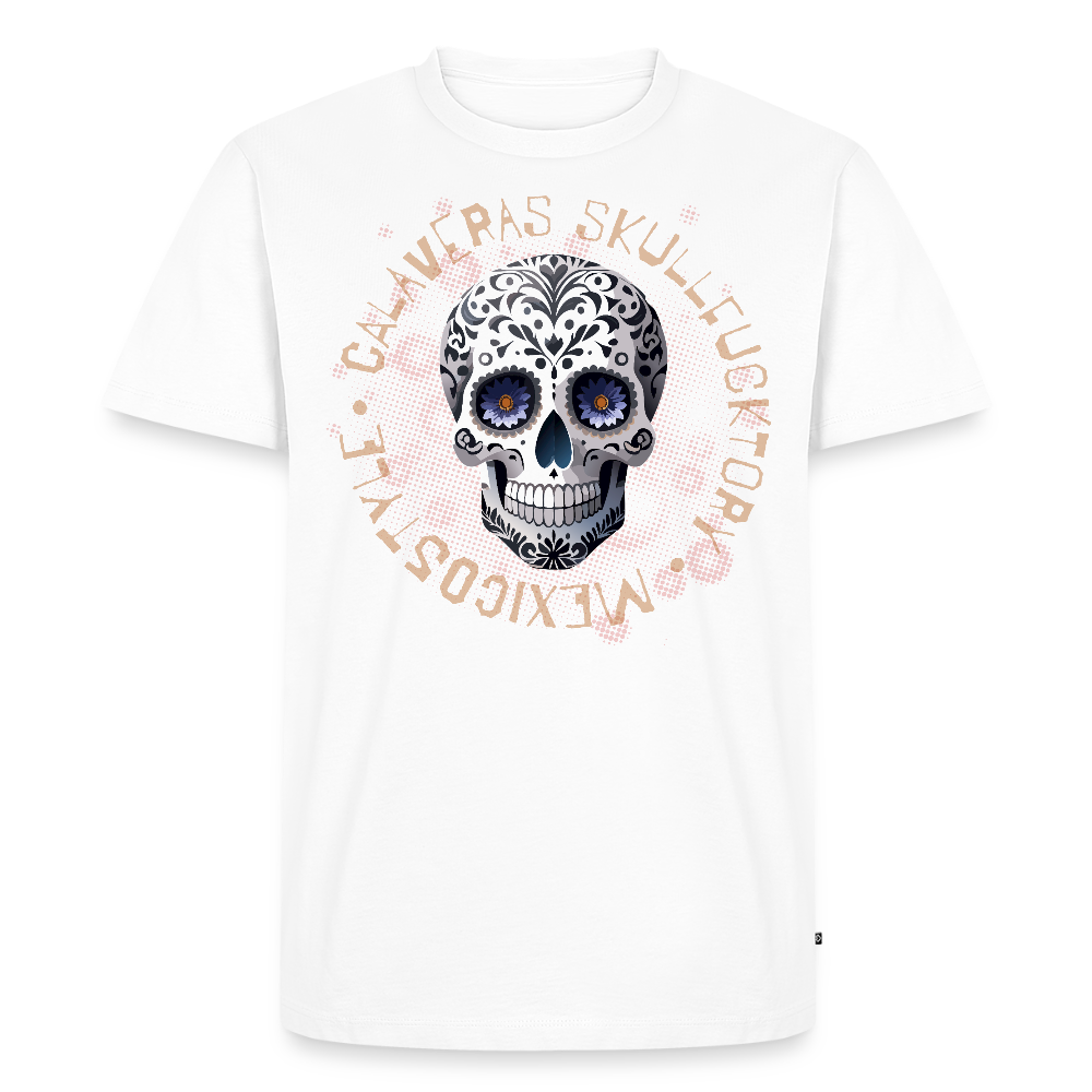 Männer Premium T-Shirt mit CALAVERAS SKULL PRINT - Weiß