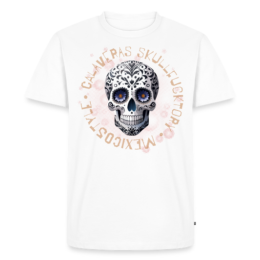 Männer Premium T-Shirt mit CALAVERAS SKULL PRINT - Weiß