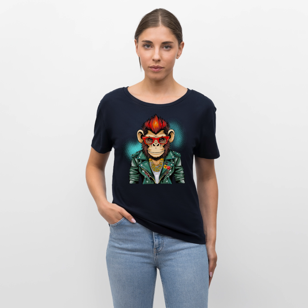 Frauen T-Shirt mit MONKEYPRINT - Navy