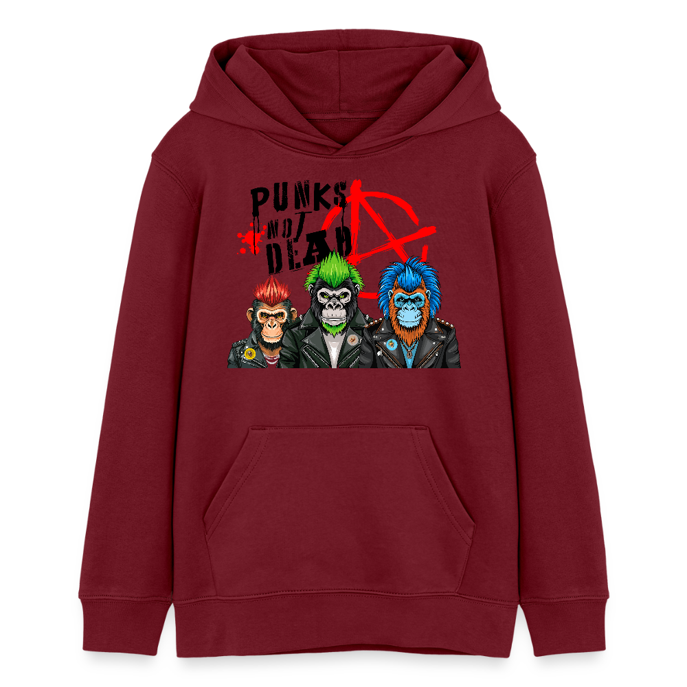 MNJS TEENS Bio-Hoodie mit PUNKS NOT DEAD PRINT - Burgunderrot