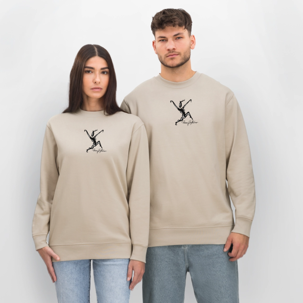 Unisex Bio-Sweatshirt mit TUSCHEWEIBCHEN PRINT - Beige