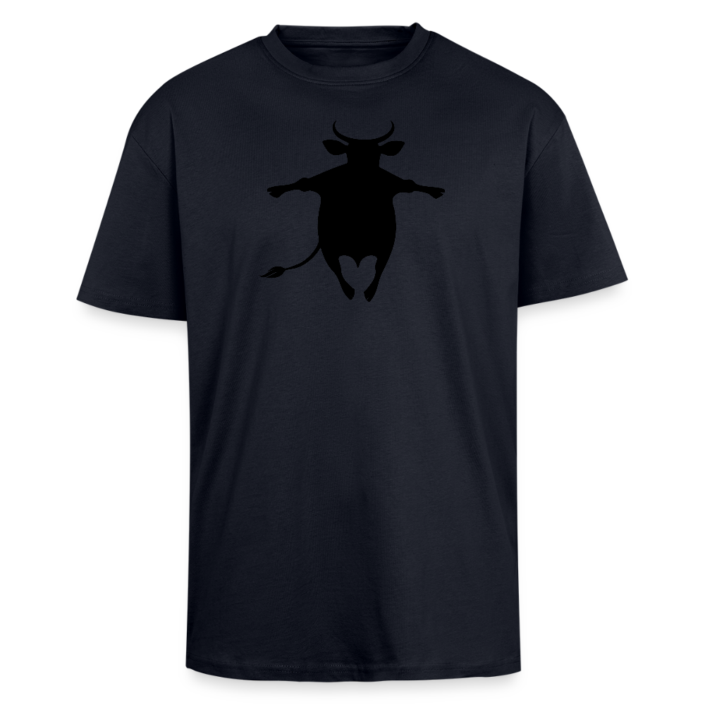 Heavy Oversize T-Shirt mit HAPPY COW PRINT - French Navy