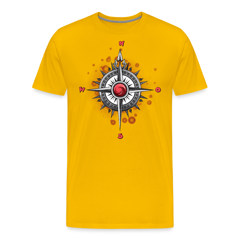 Männer Premium T-Shirt mit WINDROSE PRINT - Sonnengelb