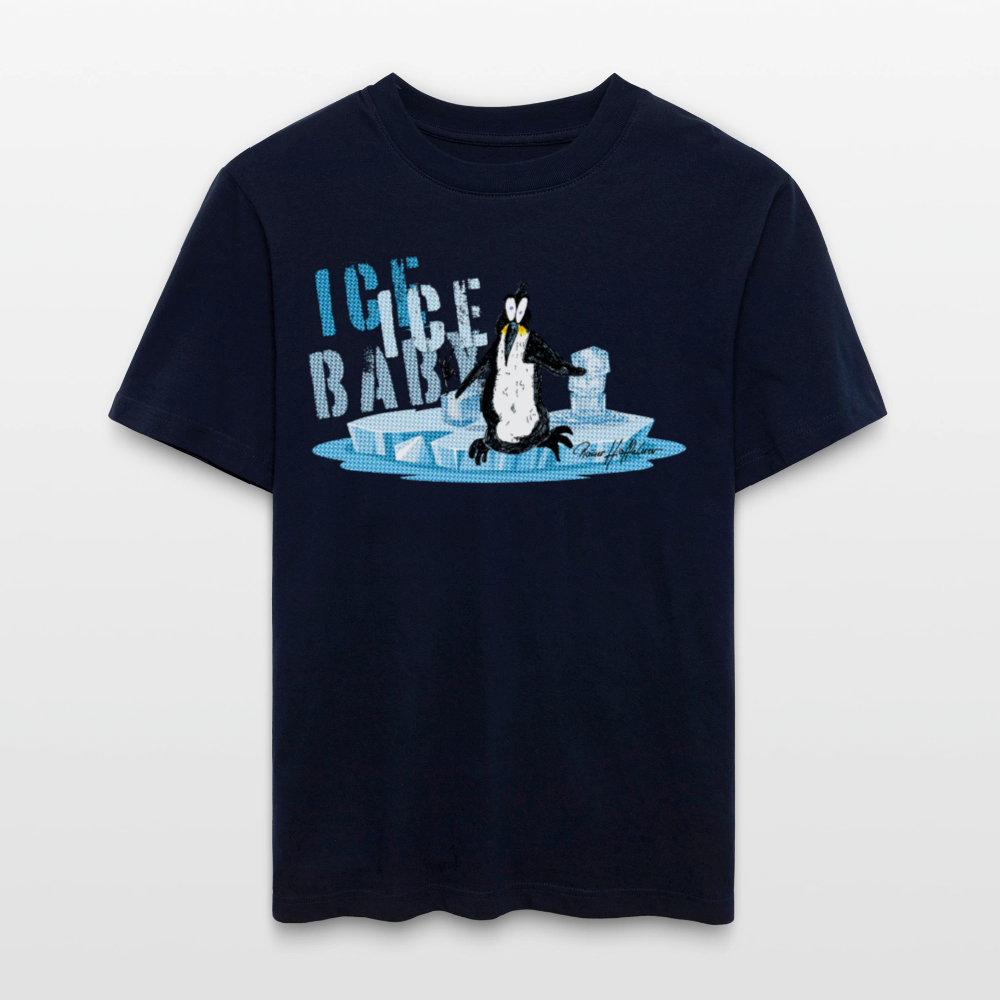 Unisex Bio-T-Shirt mit ICE ICE BABY PINGUIN PRINT - Navy