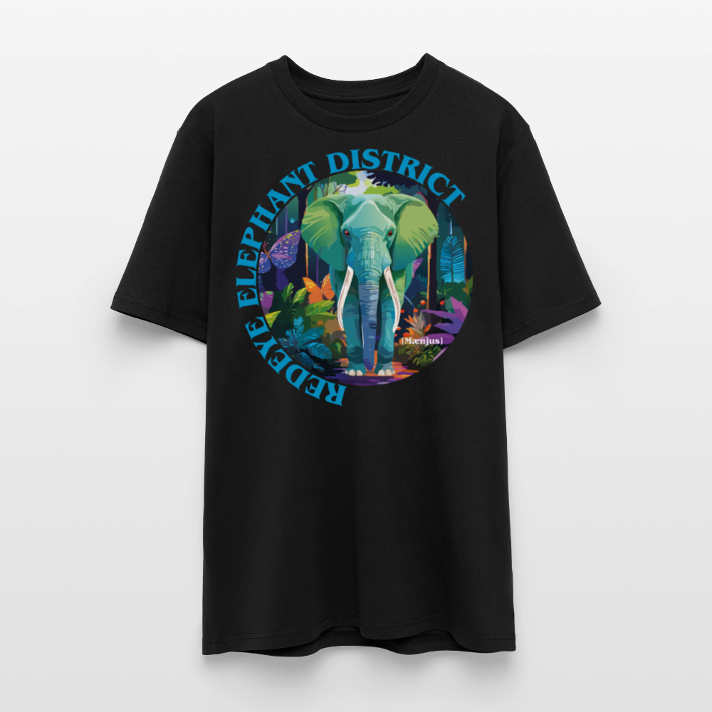 Unisex Bio-T-Shirt mit REDEYE ELEPHANT DISTRICT PRINT Vorderseite - Schwarz