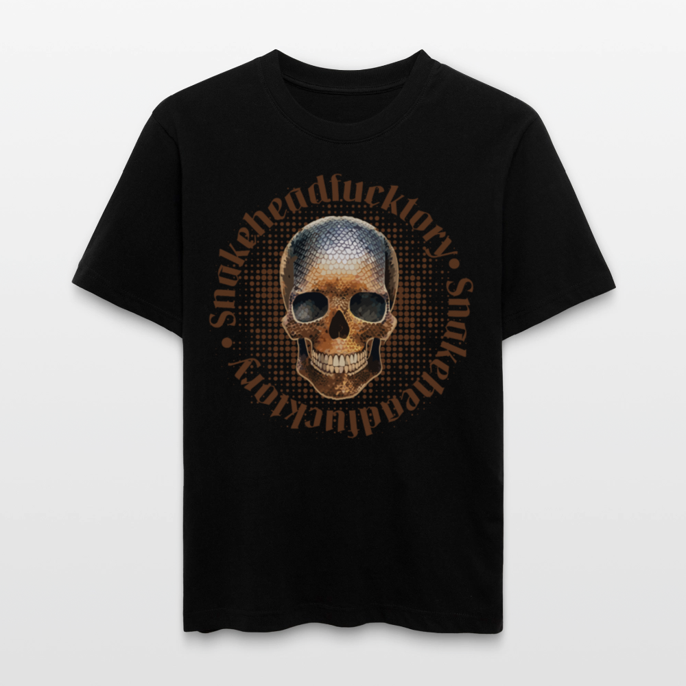 Relaxed Fit Unisex Bio-T-Shirt mit  SNAKEHEAD SKULL PRINT Vorderseite - Schwarz