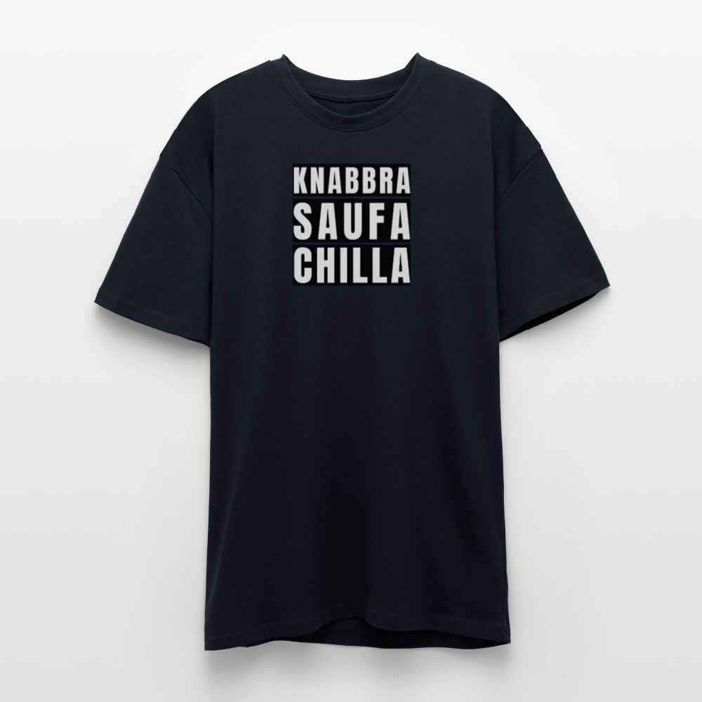 Heavy Oversize T-Shirt mit KNABBRA SAUFA CHILLA PRINT - French Navy