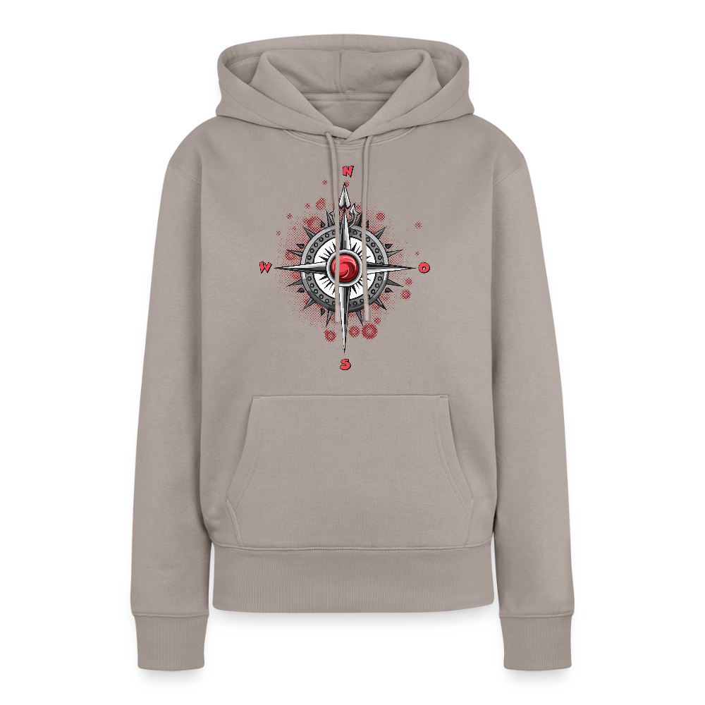 Frauen Premium Hoodie mit WINDROSE PRINT - Taupe