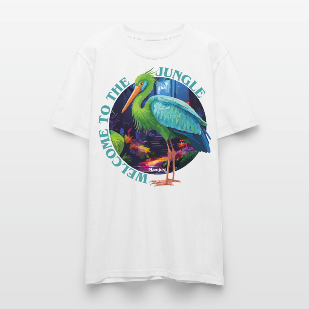 Unisex T-Shirt mit WELCOME TO THE JUNGLE PRINT Vorderseite - Weiß