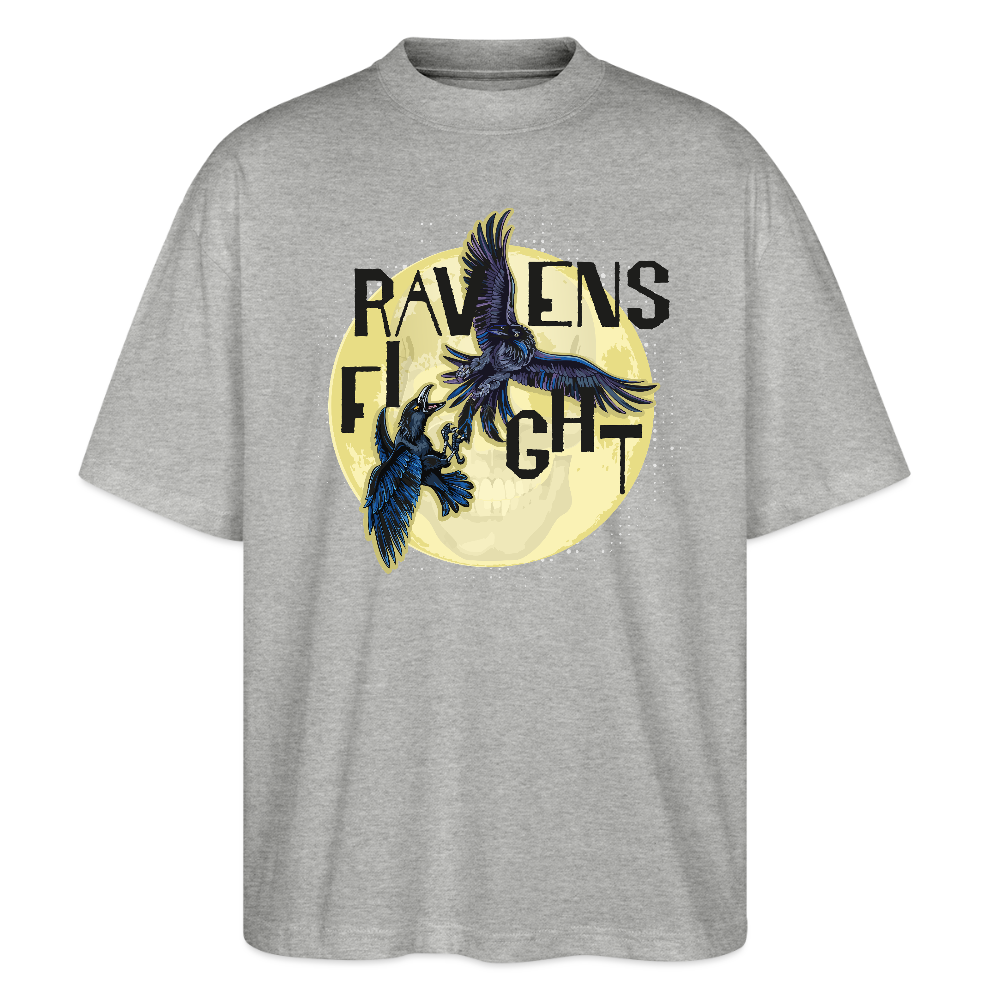 Oversized Unisex T-Shirt mit RAVENS FIGHT PRINT - Grau meliert