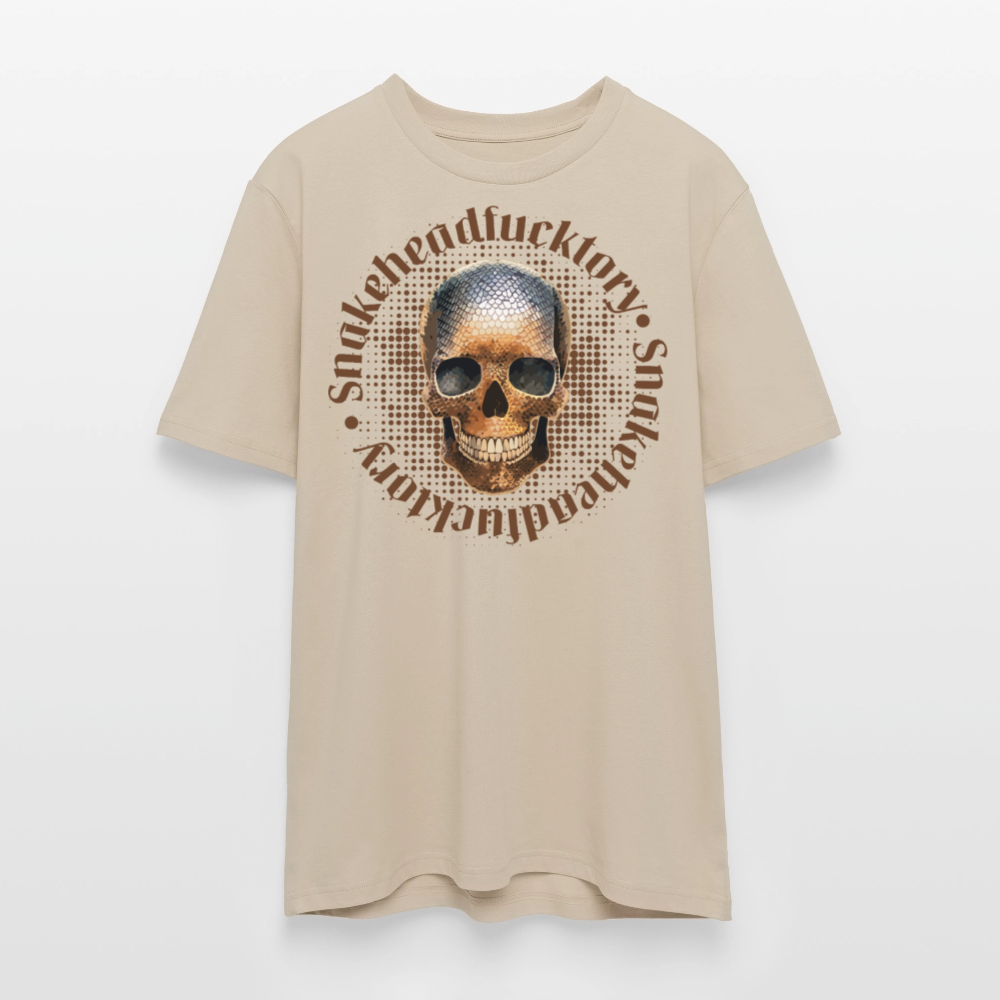 Unisex Bio-T-Shirt mit SNAKEHEAD SKULL PRINT Vorderseite - Beige