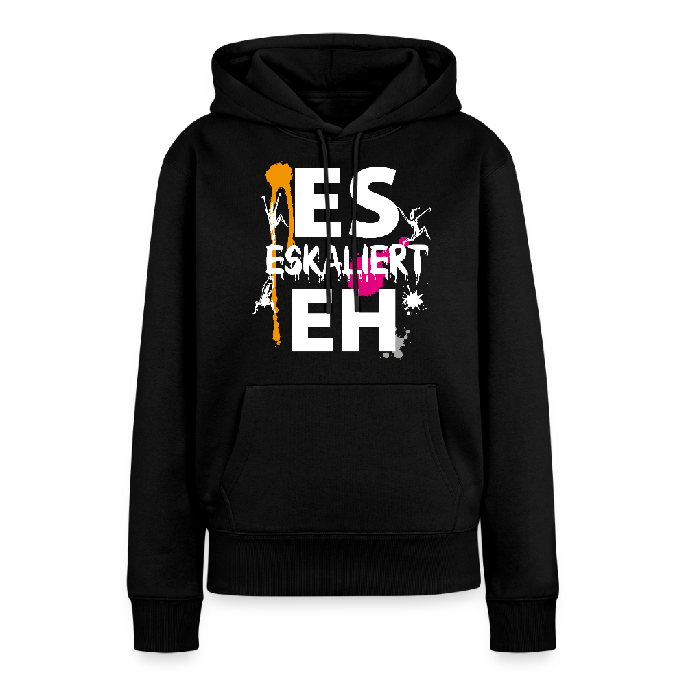 Frauen Premium Hoodie mit ES ESKALIERT EH PRINT - Schwarz