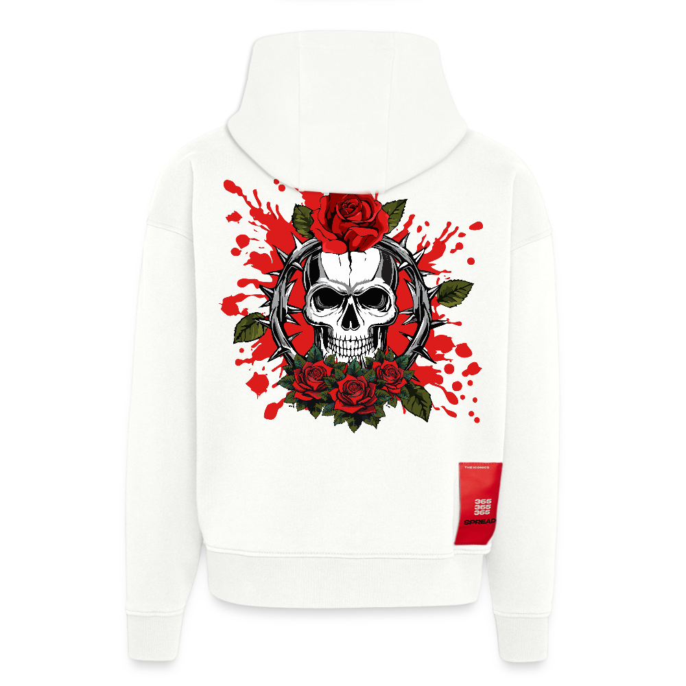 Heavyweight Oversized Organic Hoodie mit ROSENSKULL PRINT - OFF WHITE