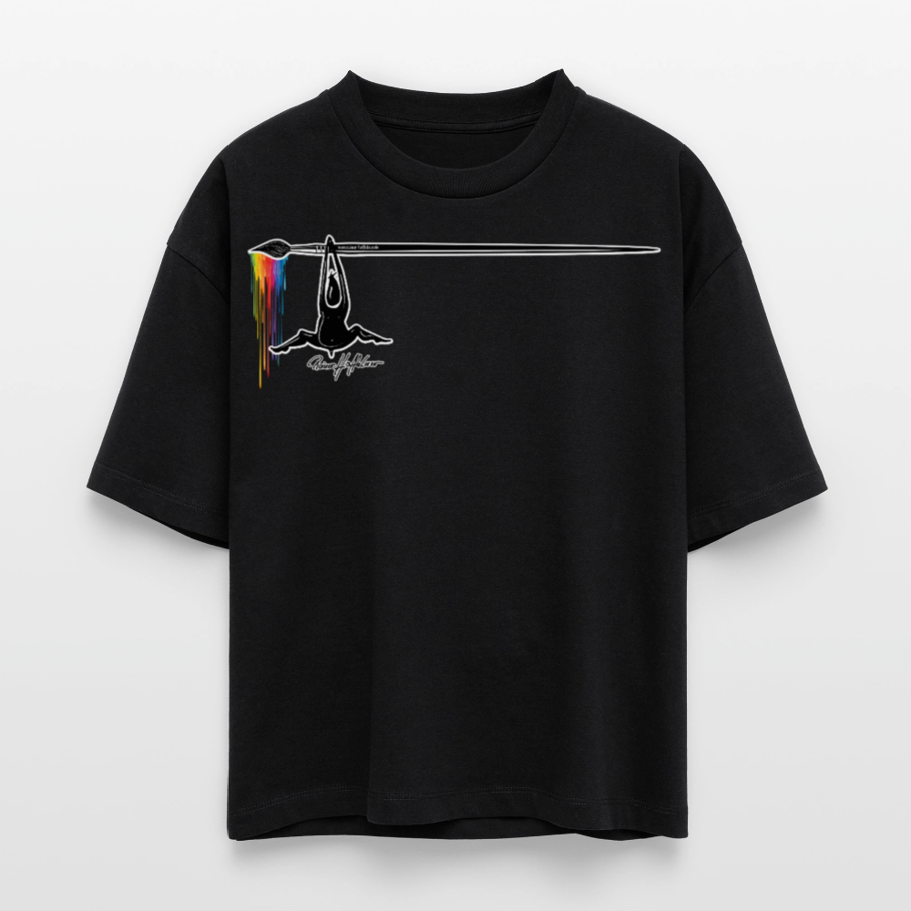 Frauen Boxy Bio-T-Shirt mit MÄNNLE PRINT - Schwarz