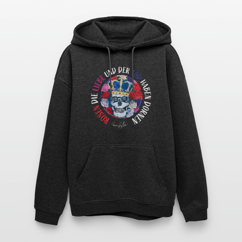 Oversized Unisex Hoodie mit ROSEN DIE LIEBE UND DER TOD HABEN DORNEN PRINT - Anthrazit