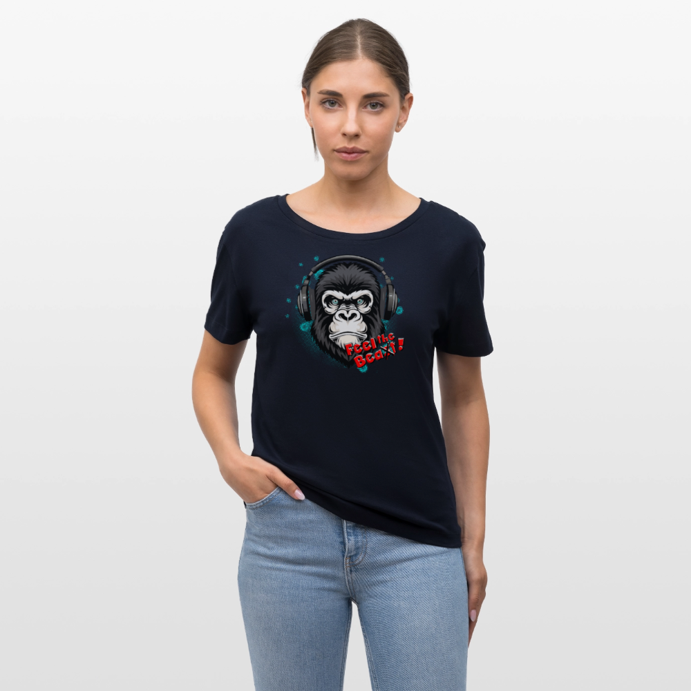 Frauen T-Shirt mit FEEL THE BEA(S)T PRINT - Navy