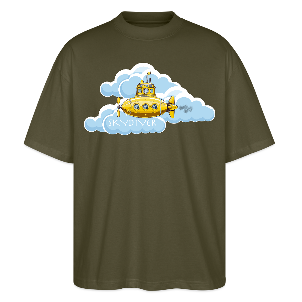 Oversized Unisex Bio T-Shirt mit SKYDIVER PRINT - Khaki