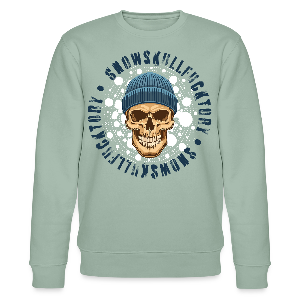 Unisex Bio-Sweatshirt mit SNOWSKULL PRINT - Helles Graugrün