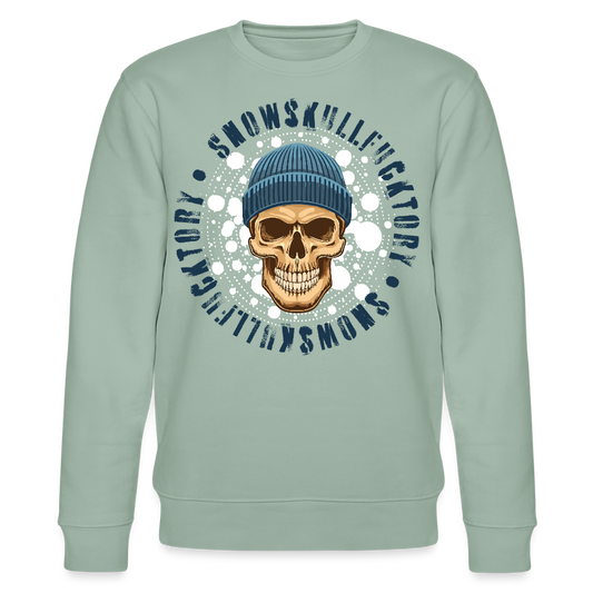 Unisex Bio-Sweatshirt mit SNOWSKULL PRINT - Helles Graugrün
