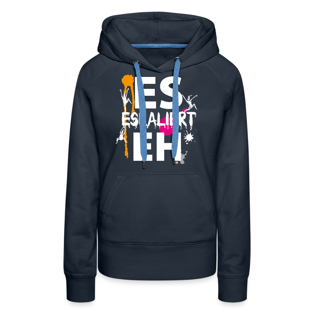 Frauen Premium Hoodie mit ES ESKALIERT EH PRINT - Navy