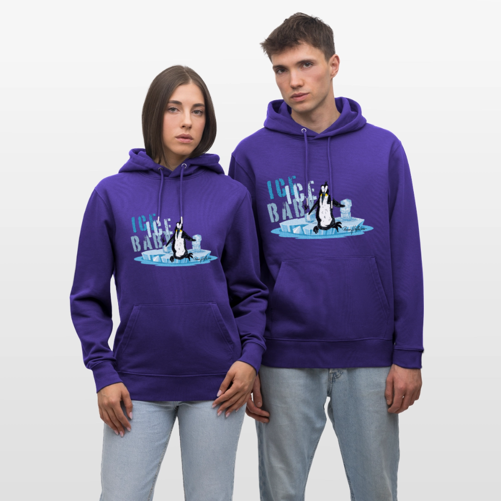 Unisex Bio-Hoodie mit ICE ICE BABY PINGUIN PRINT - Purple Love