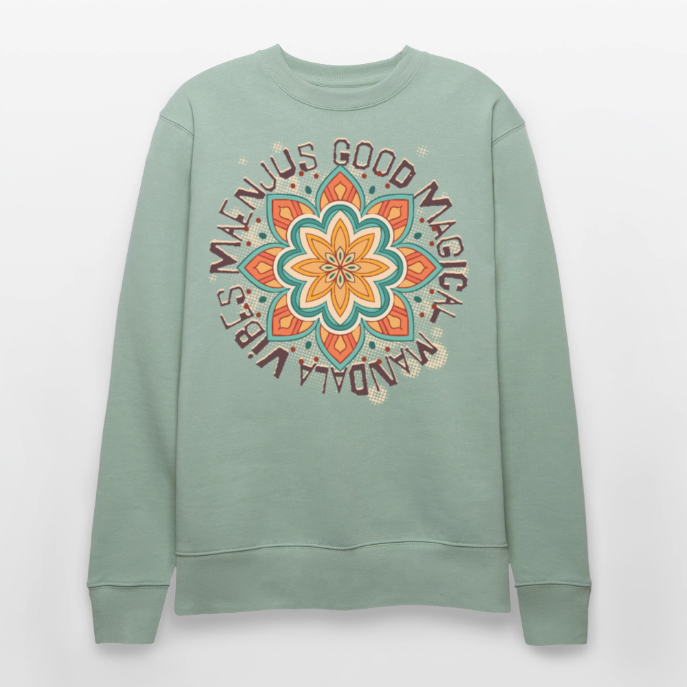 Unisex Bio-Sweatshirt mit MANDALA VIBES PRINT - Helles Graugrün