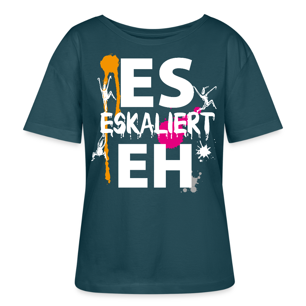 Frauen T-Shirt mit ES ESKALIERT EH PRINT - Dunkles Petrol