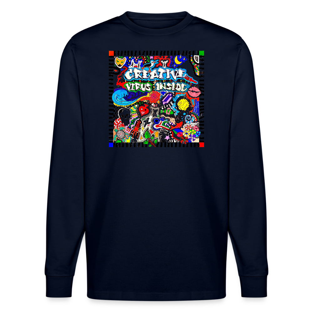 Unisex Bio-Langarmshirt mit CREATIVE VIRUS INSIDE PRINT - Navy