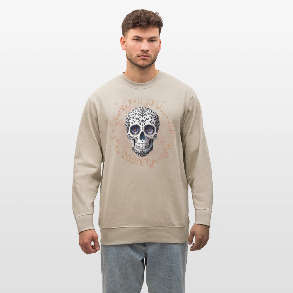 Unisex Bio-Sweatshirt mit CALAVERAS SKULL PRINT - Beige