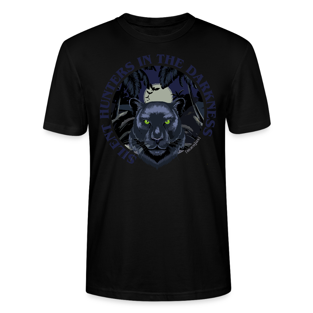 Unisex T-Shirt mit SILENT HUNTERS IN THE DARKNESS PRINT Vorderseite - Schwarz