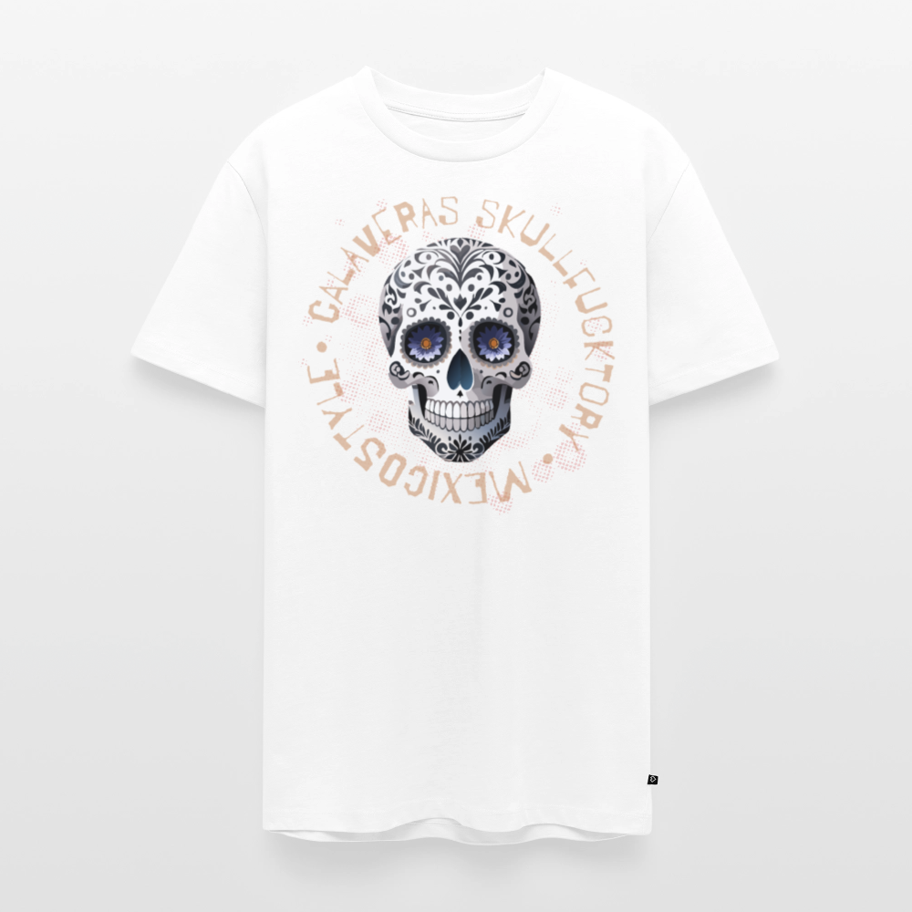 Männer Premium T-Shirt mit CALAVERAS SKULL PRINT - Weiß