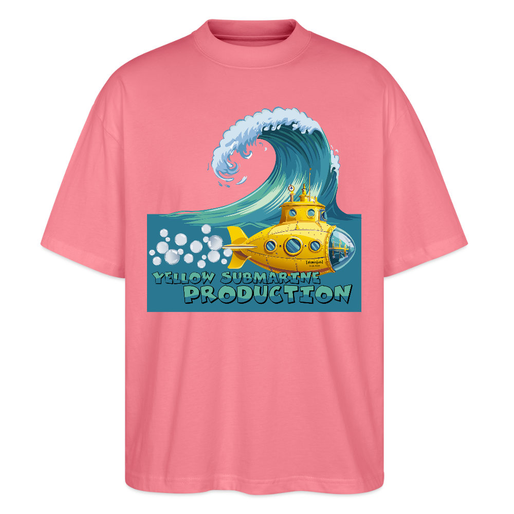 Oversized Unisex Bio T-Shirt mit YELLOW SUBMARINE PRODUCTION PRINT Vorderseite - Pink