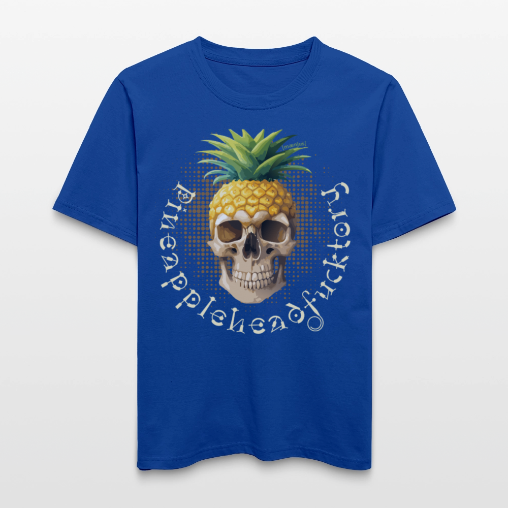 Relaxed Fit Unisex Bio-T-Shirt mit PINEAPPLE SKULL PRINT Vorderseite - Dunkelblau
