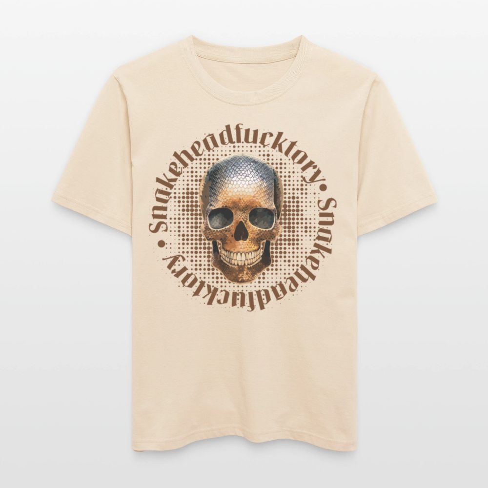 Relaxed Fit Unisex Bio-T-Shirt mit SNAKEHEAD SKULL PRINT Vorderseite - Weißgrau