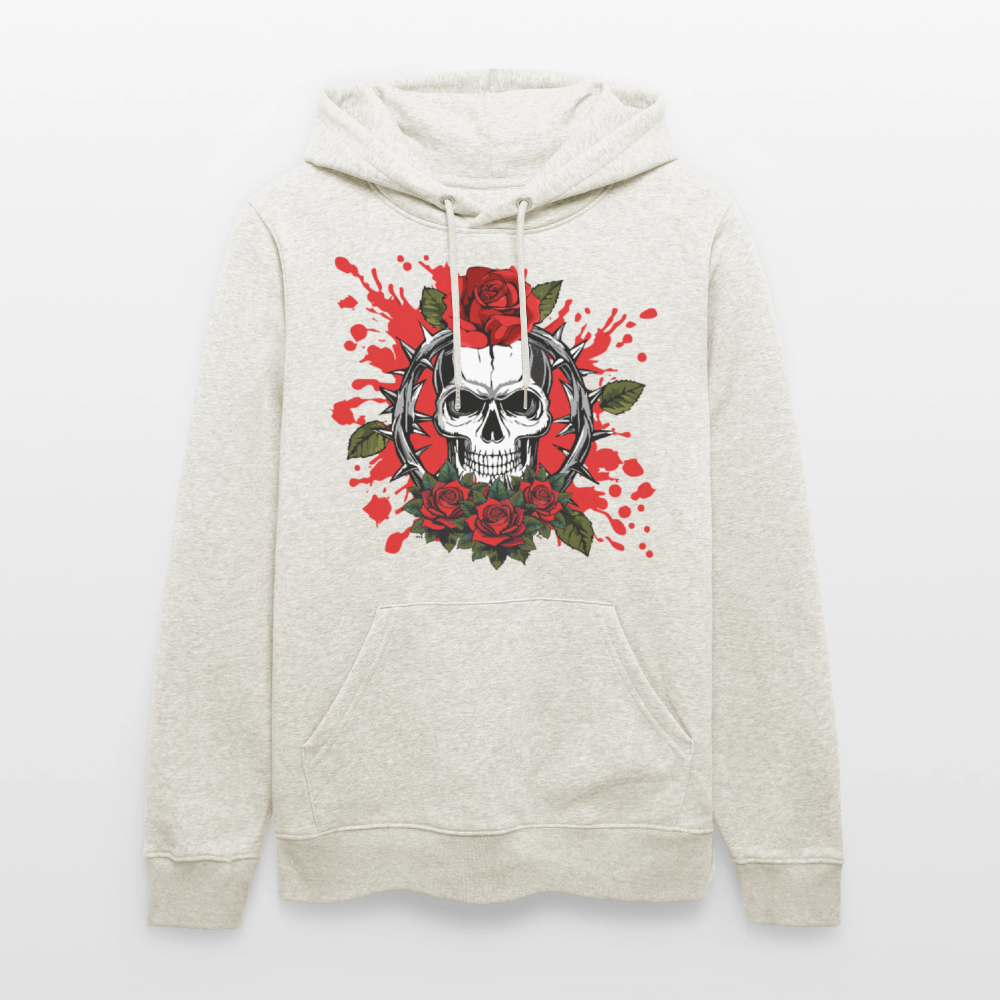 Unisex Hoodie mit ROSENSKULL PRINT - Beige meliert