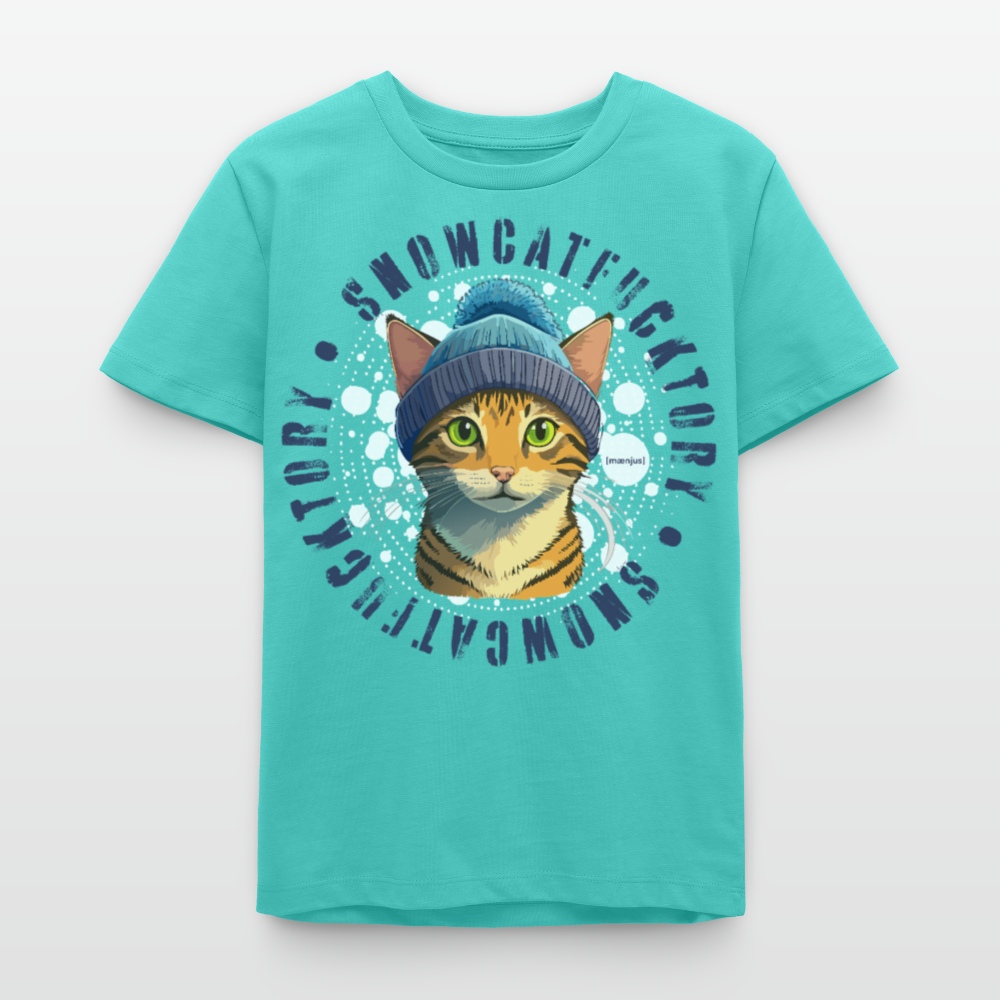 MNJS TEENS Bio T-Shirt mit SNOWCATFUCKTORY PRINT - Poolblau